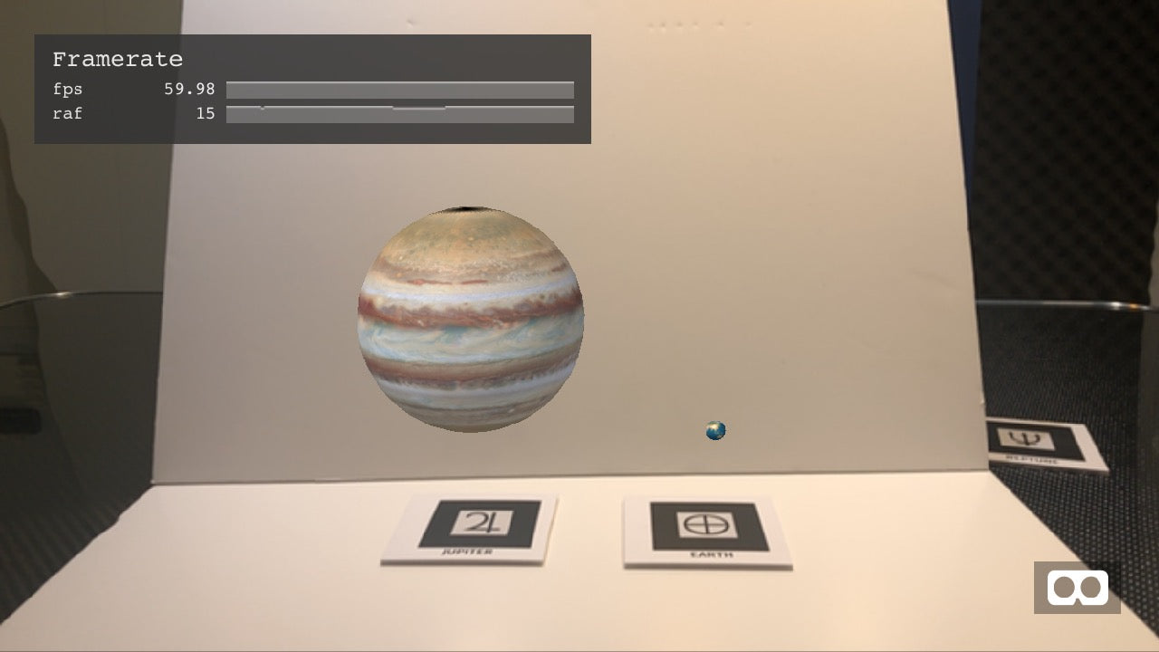 Jupiter next to Earth in Augmented Reality
