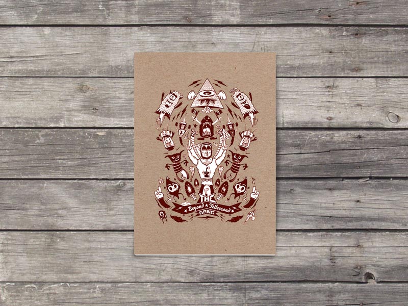 Custom Pocket Notebook - Beyond Tellerrand Pyramid Design on Kraft Paper