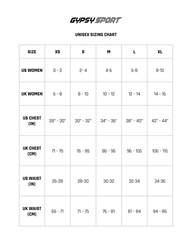 Unisex Size Chart Gypsy Sport Ny