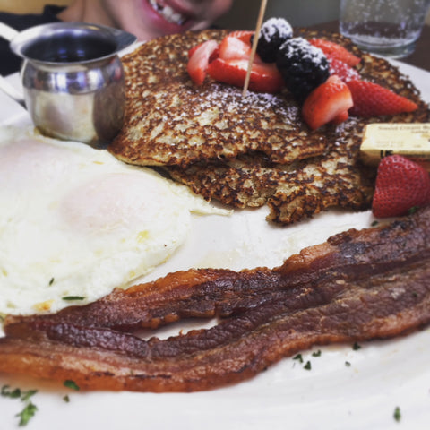 The Breakfast Bar "Naked Cakes" with bacon. Can also be Gluten Free as "Buck Naked Cakes."