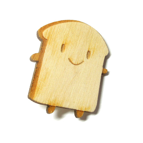 Wooden Bread Slice Brooch