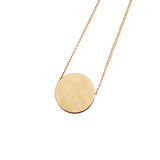 Wolf and Moon Eclipse simple brass circle pendant necklace