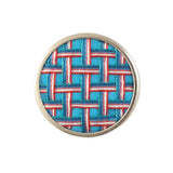 Ellen red, white and blue woven embroidery brooch