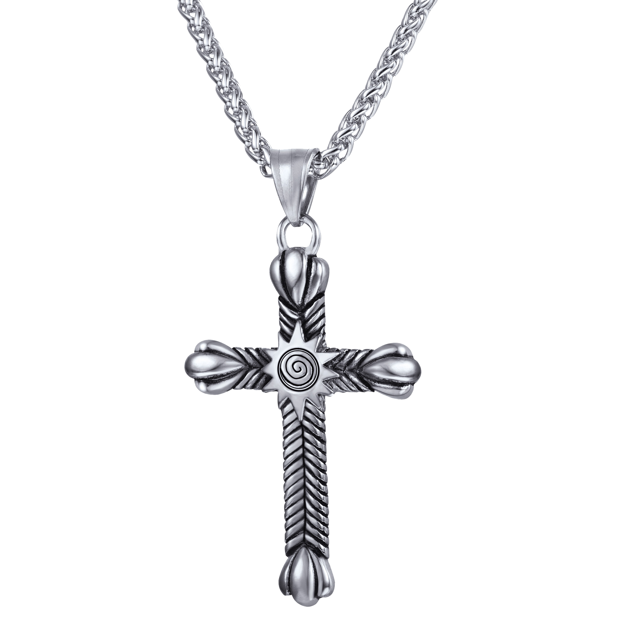 Stainless Steel Cross Crucifix Necklace For Men Faithheart Jewelry 3853