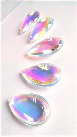 5 Iridescent AB Smooth 38mm Teardrop Chandelier Crystals - ChandelierDesign