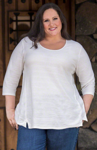 On The Plus Side, Plus Size Top in White American Made