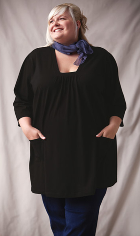 On The Plus Side, Plus Size Top in Black American Made