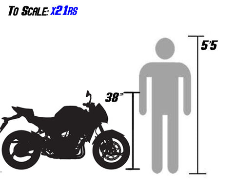 x21 125cc sizing scale with person x21r BD125-8 size VENOM