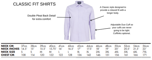 van heusen shirt sizes