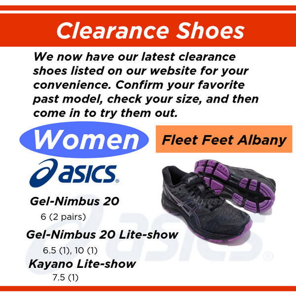 Fleet Feet Albany Clearance Shoe Asics Nimbus Kayano Womens