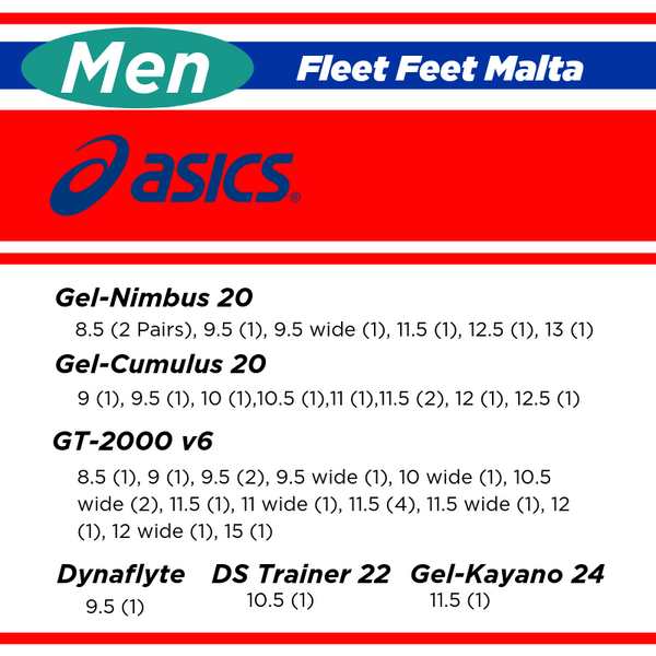 Fleet Feet Malta Clearance Shoes Asics Nimbus GT-2000 Dynaflyte DS Trainer Kayano