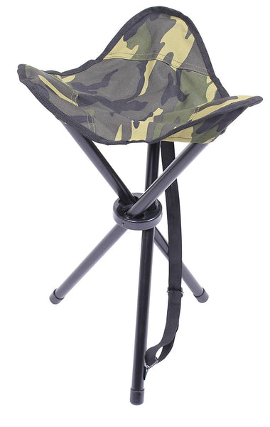 Foldable Woodland Camouflage 22" High Collapsible Sitting Stool w/ Car