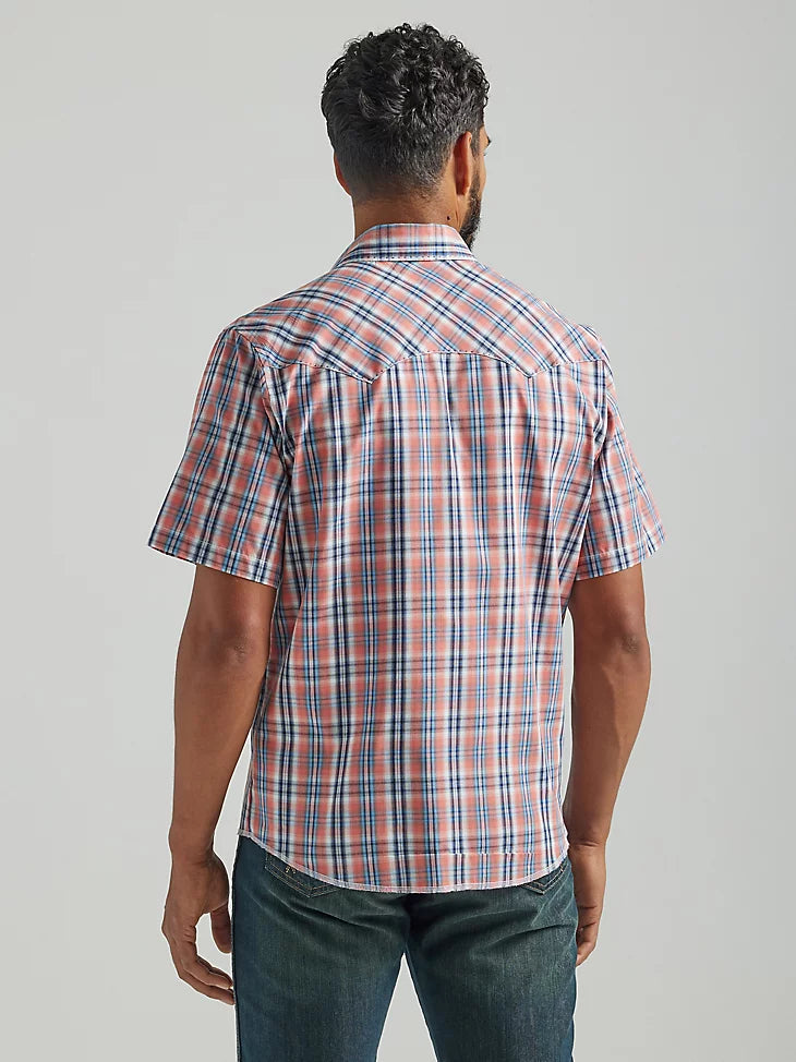Wrangler Men's Plaid Western Short Sleeve Button Down Shirt- Orange –  Branded Country Wear