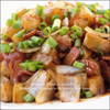 Gluten Free Asian Breakfast Potato with Bacon and Brown Stir Fry Sauce Image