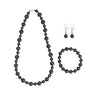 Shungite Jewelry Set - Earrings Small Sphere, Bead Bracelet, Necklace Bella