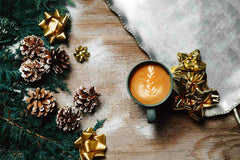 Coffee on Christmas background
