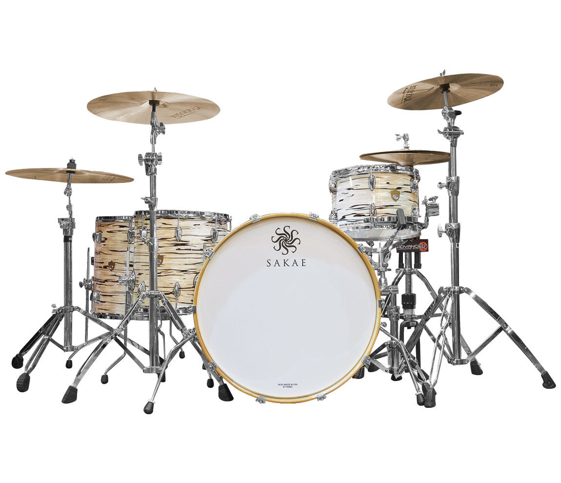 Sakae Trilogy drum kit in Mint Oyster Pearl