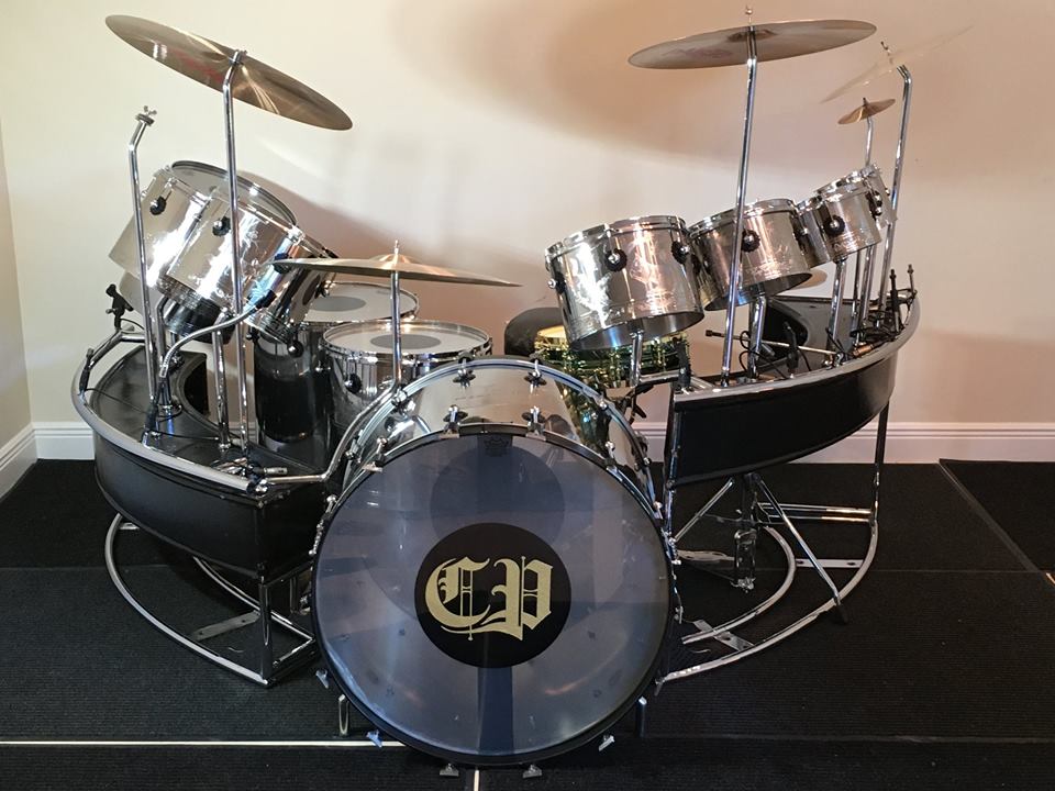 Carl Palmer's stainless steel drum kit