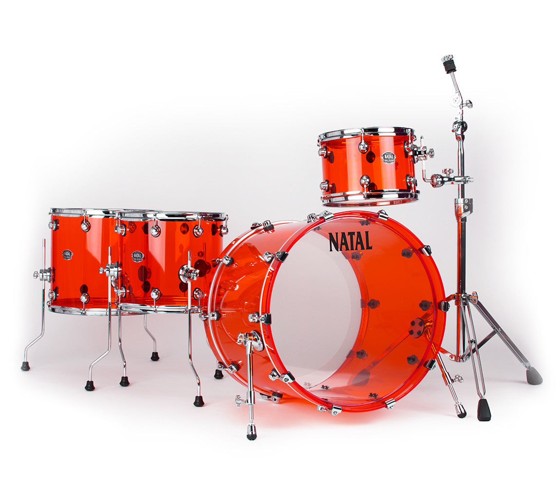 Natal Arcadia Acrylic drum kit in transparent red
