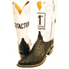 Black Hornback Caiman Crocodile Head Cut Vamp with White Goat Quarters