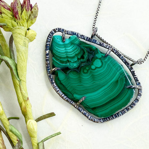 Malachite Slice Necklace Mettle by Abby