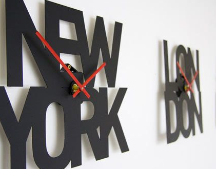 New York and London time wall clocks