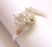 Triple-Swirl Ring Setting 5mm 2-Accent SS Size 6
