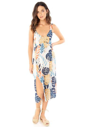 Georgia Midi Dress - Palm, (Tank Midi Dress w/Strap - Blush)