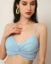 Malyne Mesh Bustier Top in Sky Blue