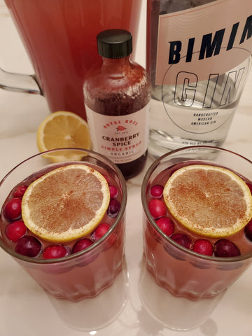 Finish Product, two cocktails with Bimini Gin and Royal Rose Cranberry Syrup