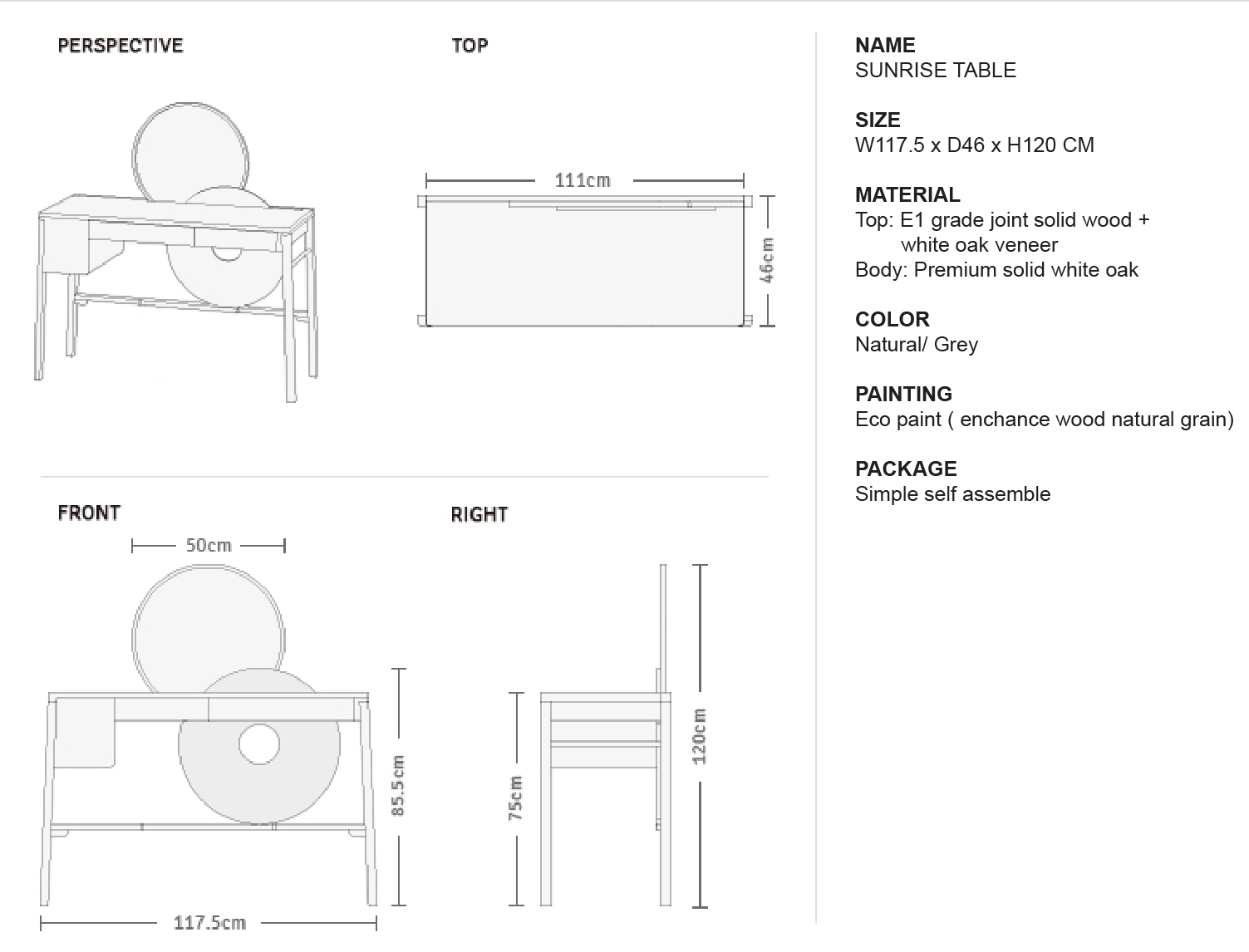 Ziinlife Sunrise Table