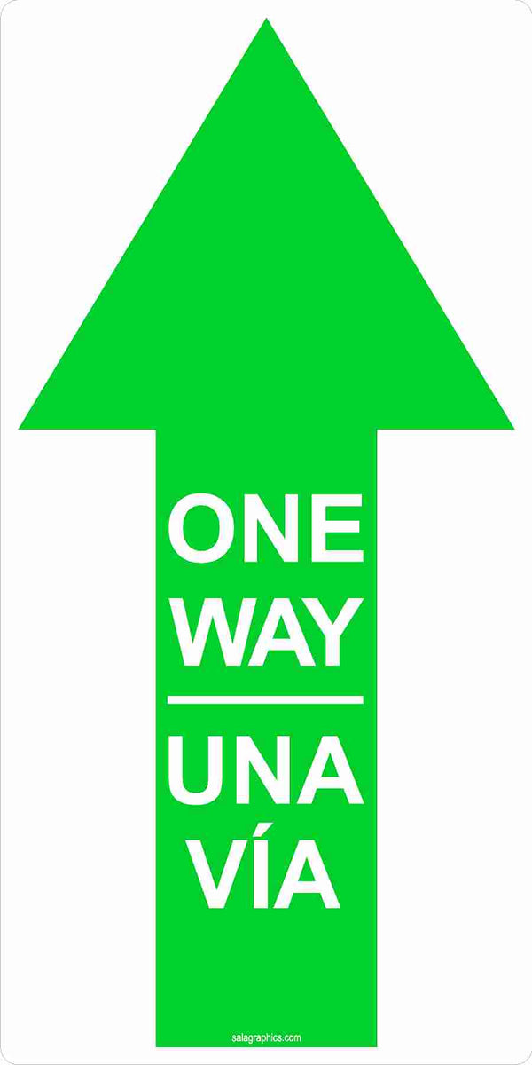 One Way Directional Arrow Indoor Floor Decal 6x12 5 Pack English Sp