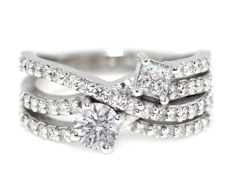 Multi-row diamond ring