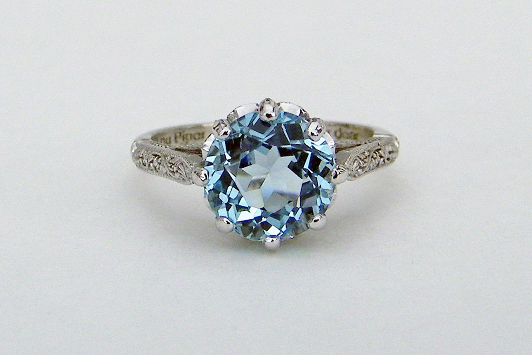 Blue topaz and diamond wedding rings