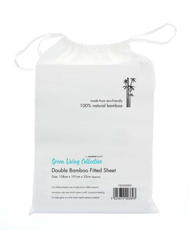 100% Natural Bamboo Double Fitted Sheet White