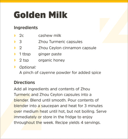 Zhou Nutrition Golden Milk Recipe