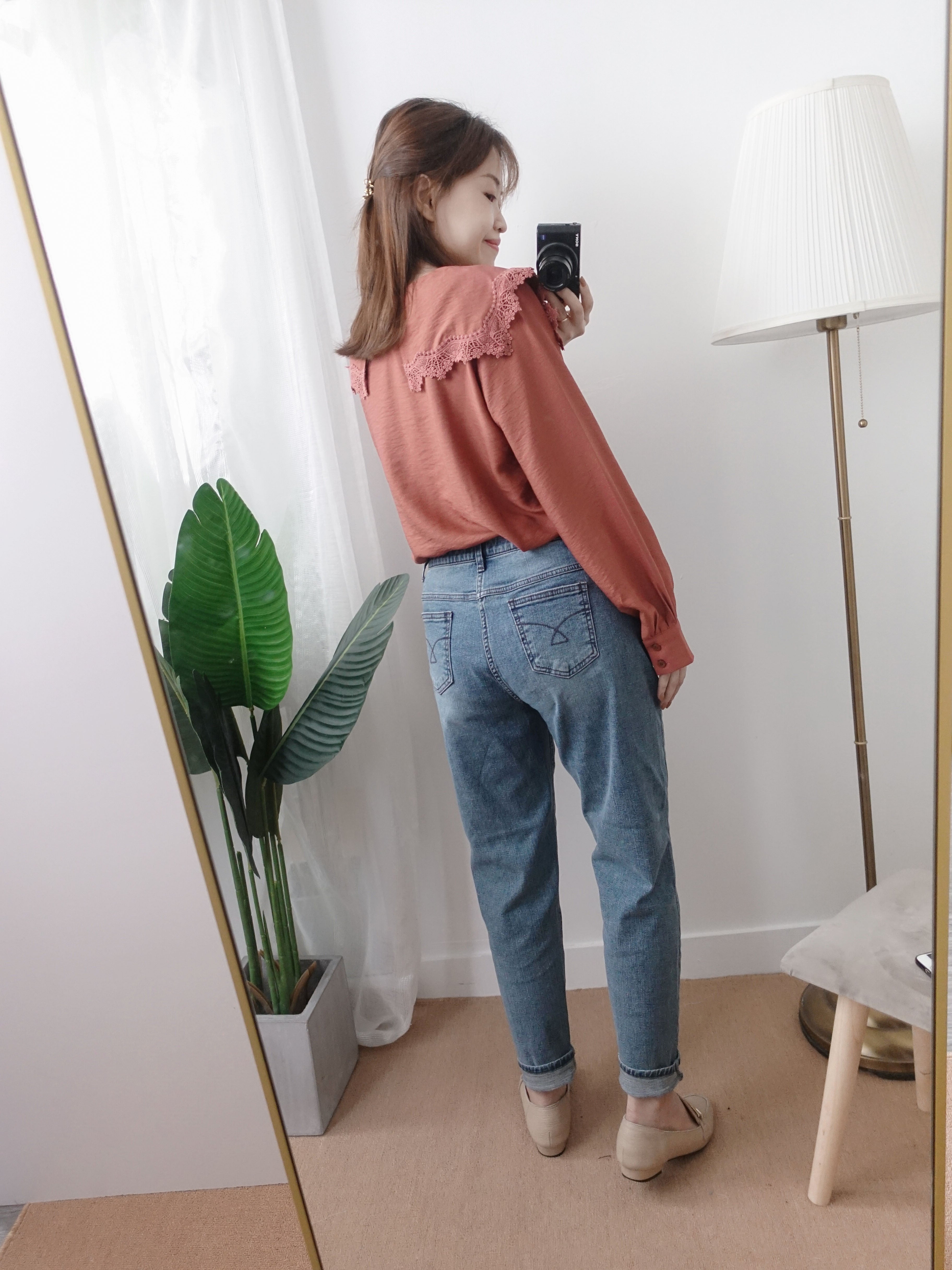 Umbre Collar 橙紅憧憬雕花傘大領口, Blouse/ TP8615