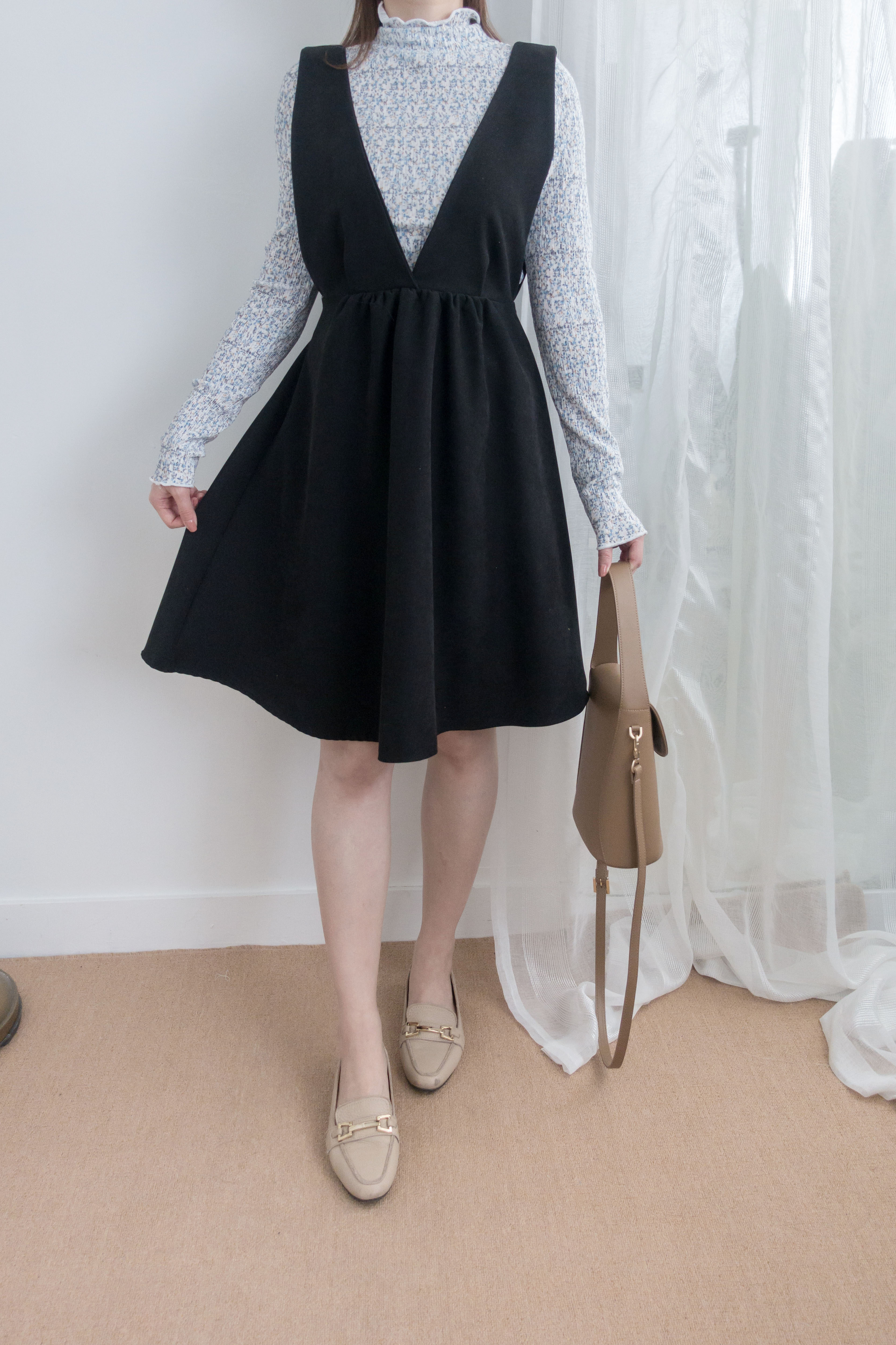 Lady V 黑色百搭淑女粗吊帶後蝴蝶搖曳傘裙, Dress/ DS8767