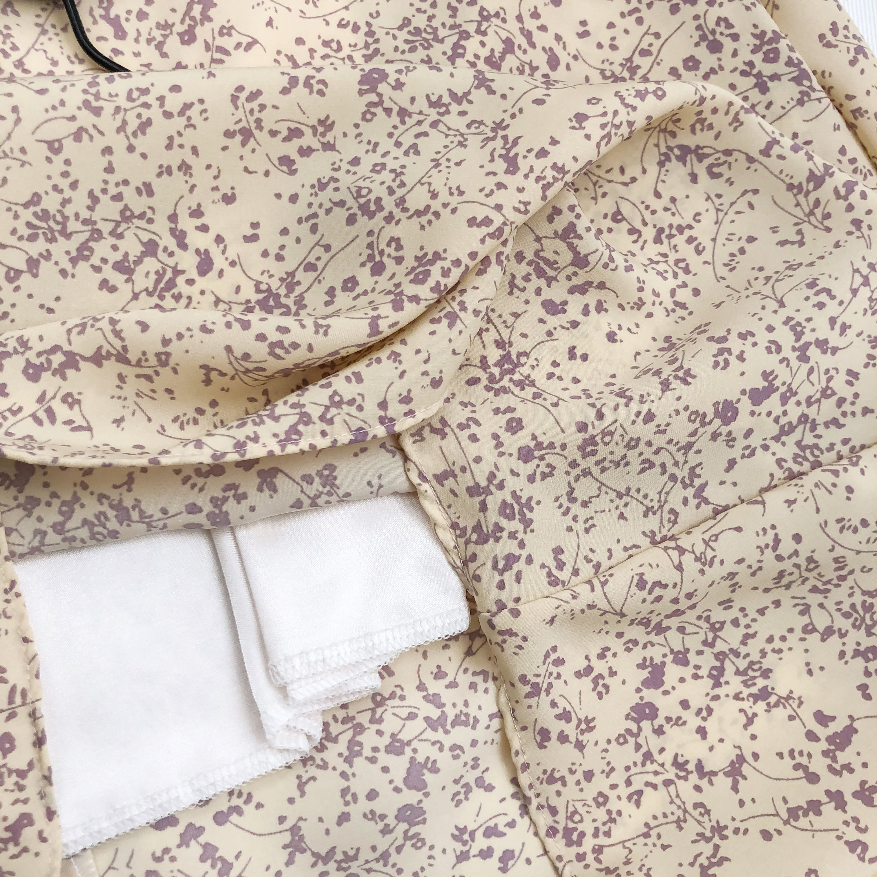 mid-light lavender 淡黃晨光花點雪紡輕盈連身長裙, dress/ DS8798 (pre-order)