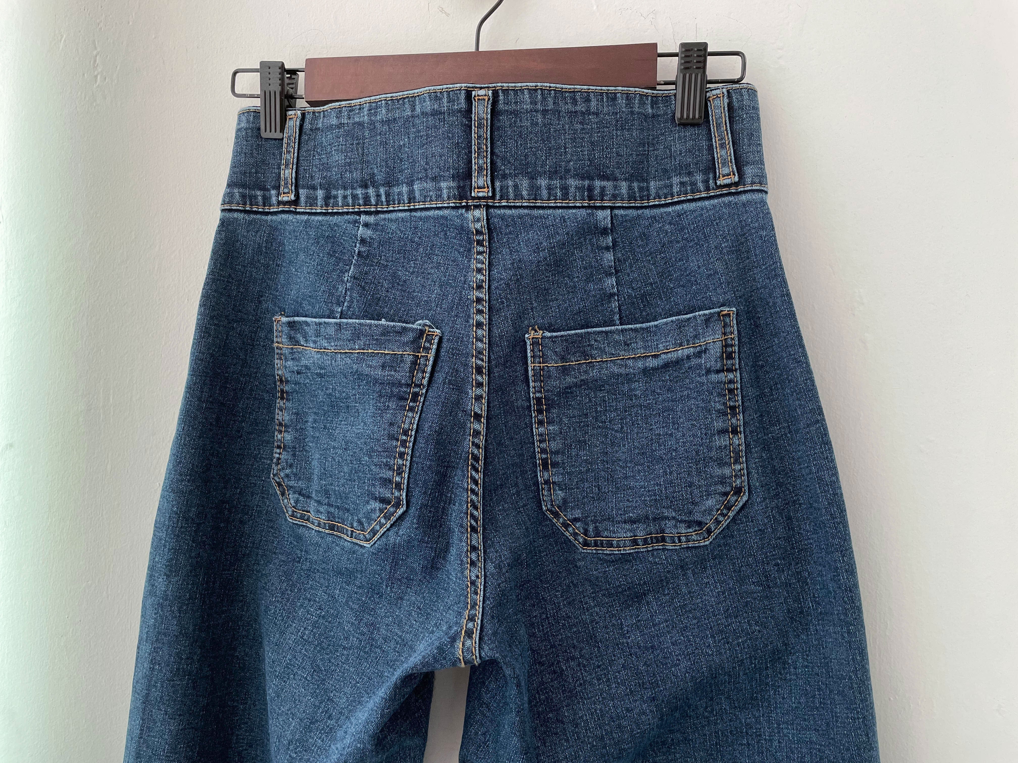 High Waist 高腰雙口袋全彈性直腳褲, Jeans/ PT8319