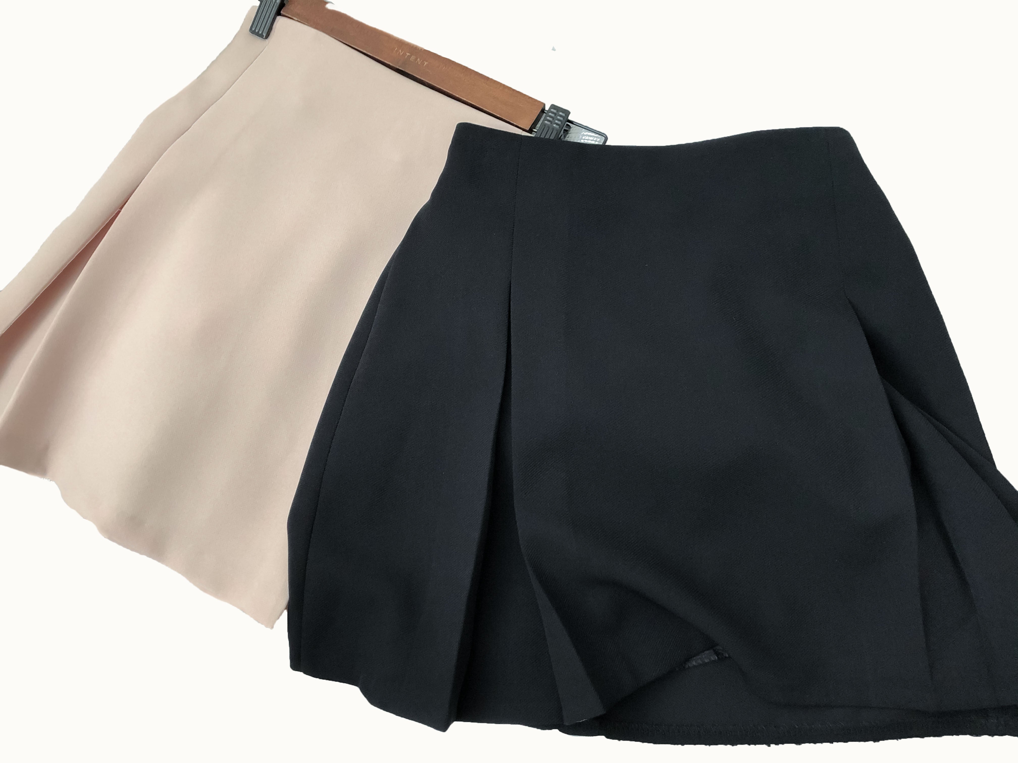 Pinning 素色前車褶立體A形裙(褲形裡布), skirt/ SK8495