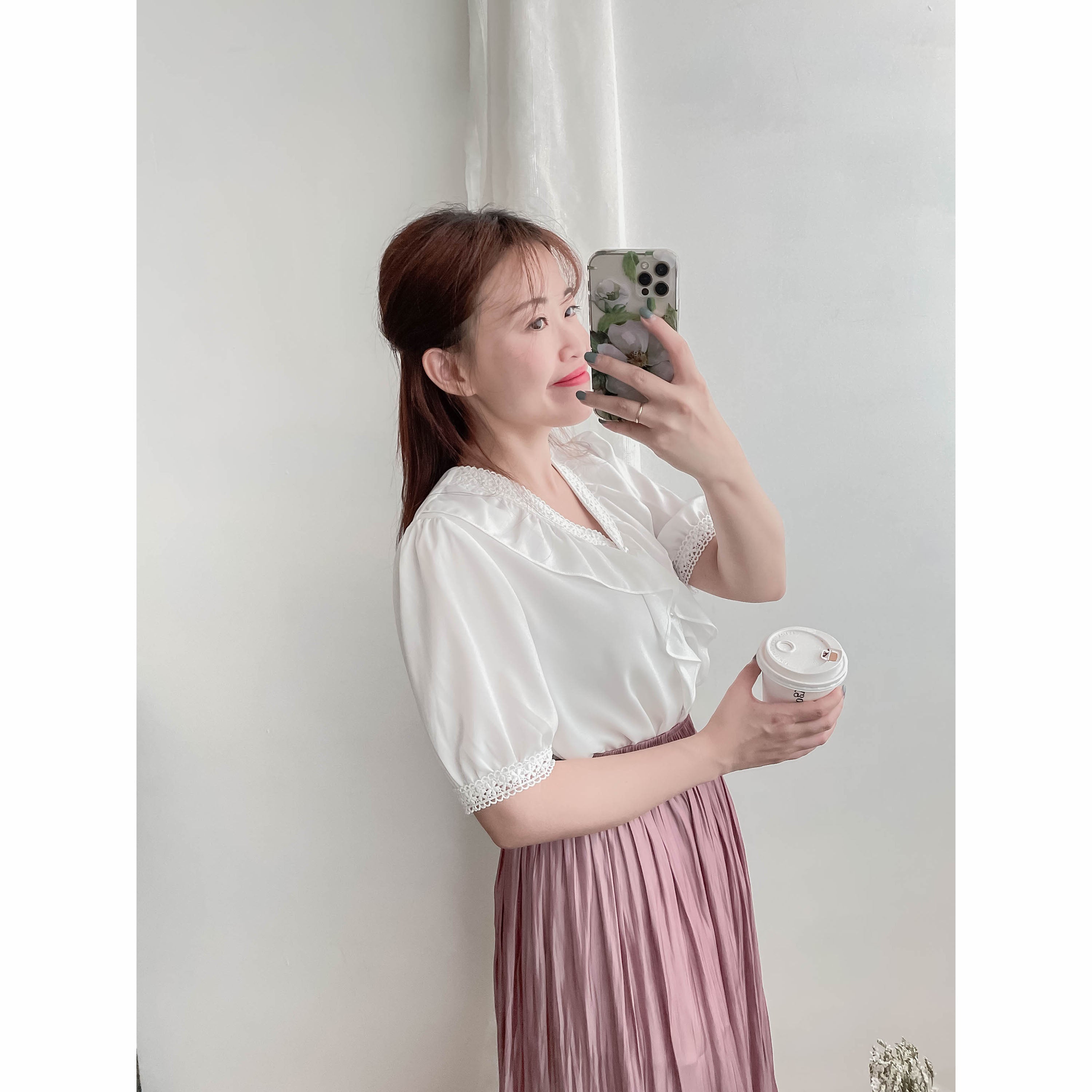 Flowlight 玫瑰色流光感輕盈垂感紗裙, Skirt/ SK8532