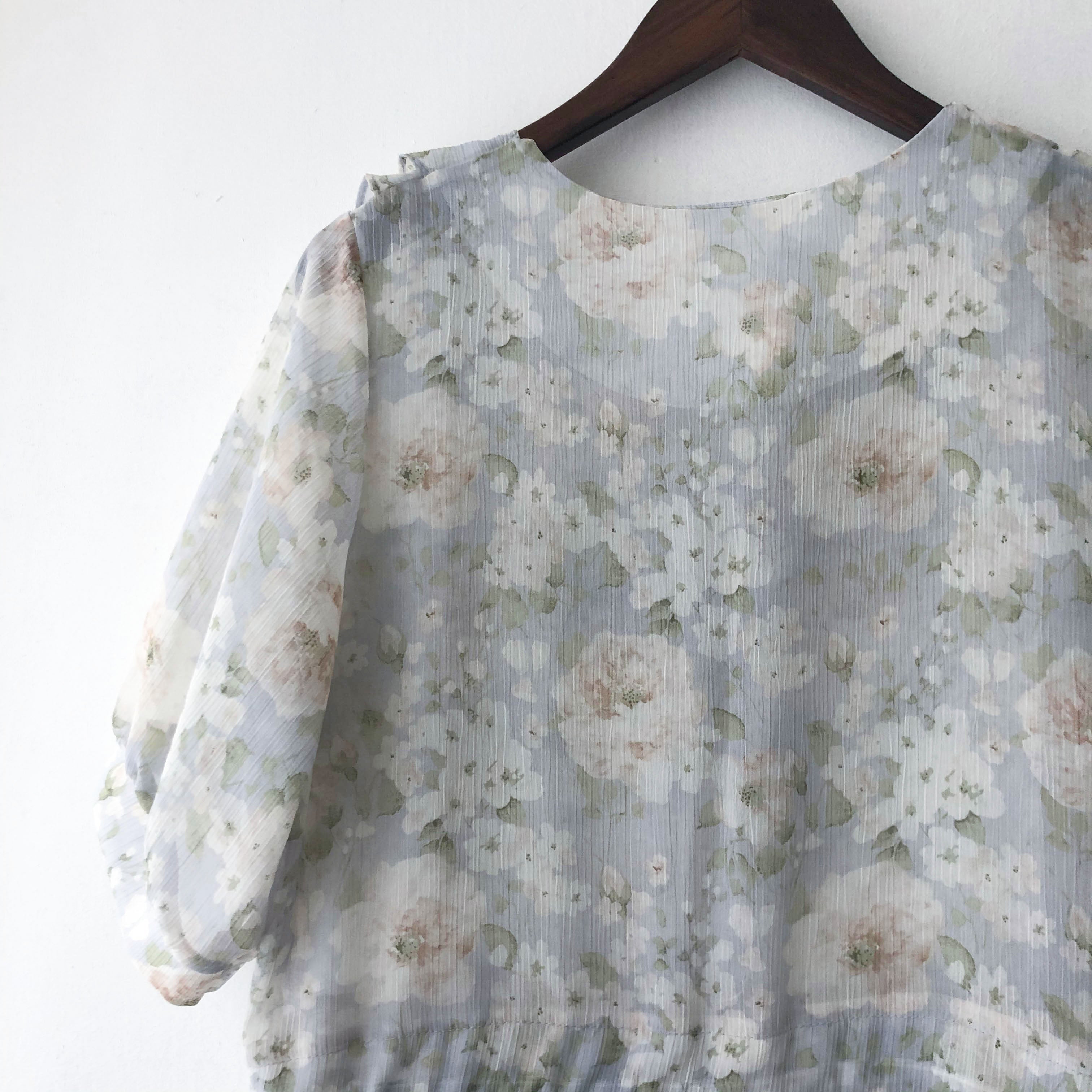 Dreamy 仙氣夢幻水彩藍層次領口白雲玫瑰, Dress/ DS8847