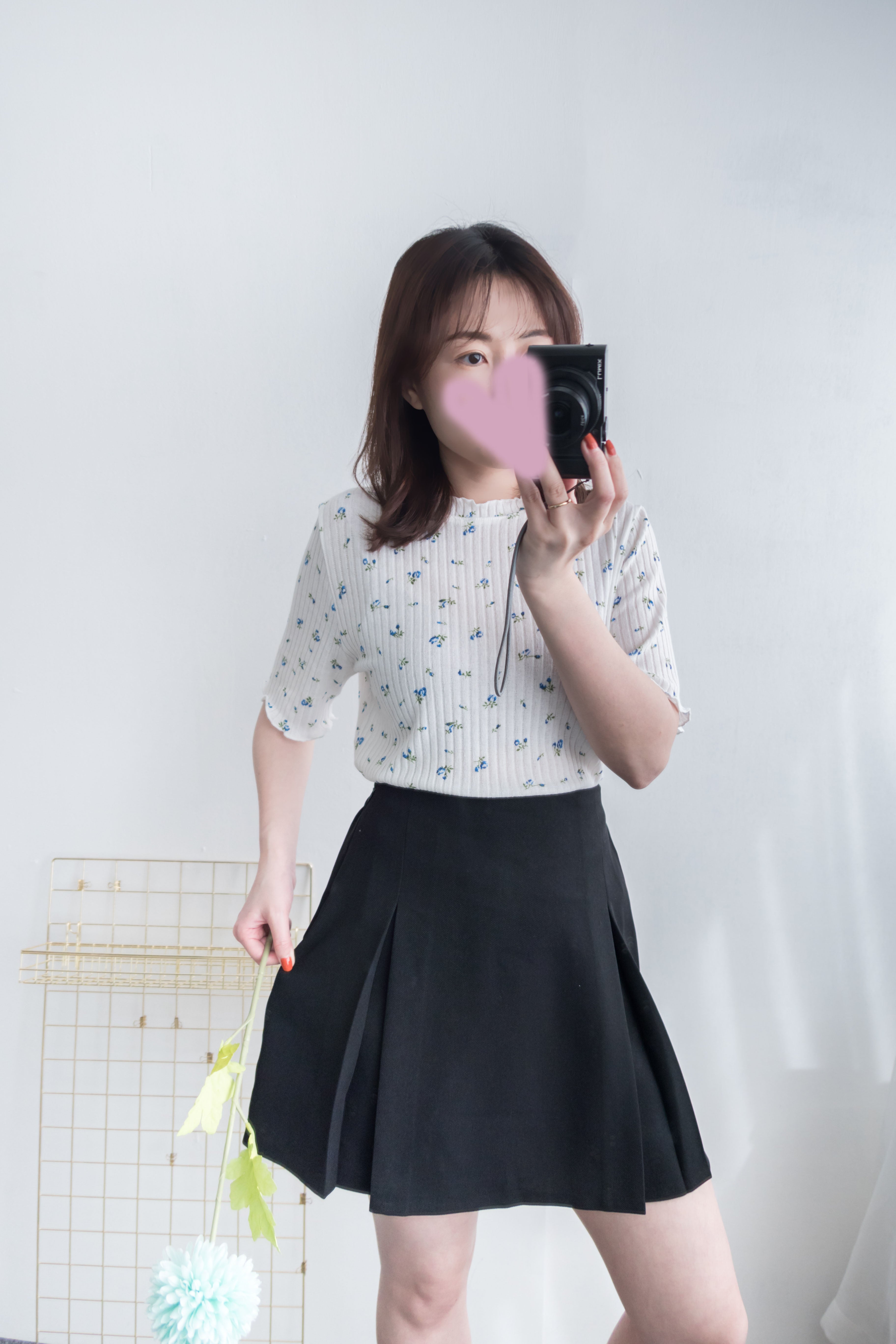Pinning 素色前車褶立體A形裙(褲形裡布), skirt/ SK8495