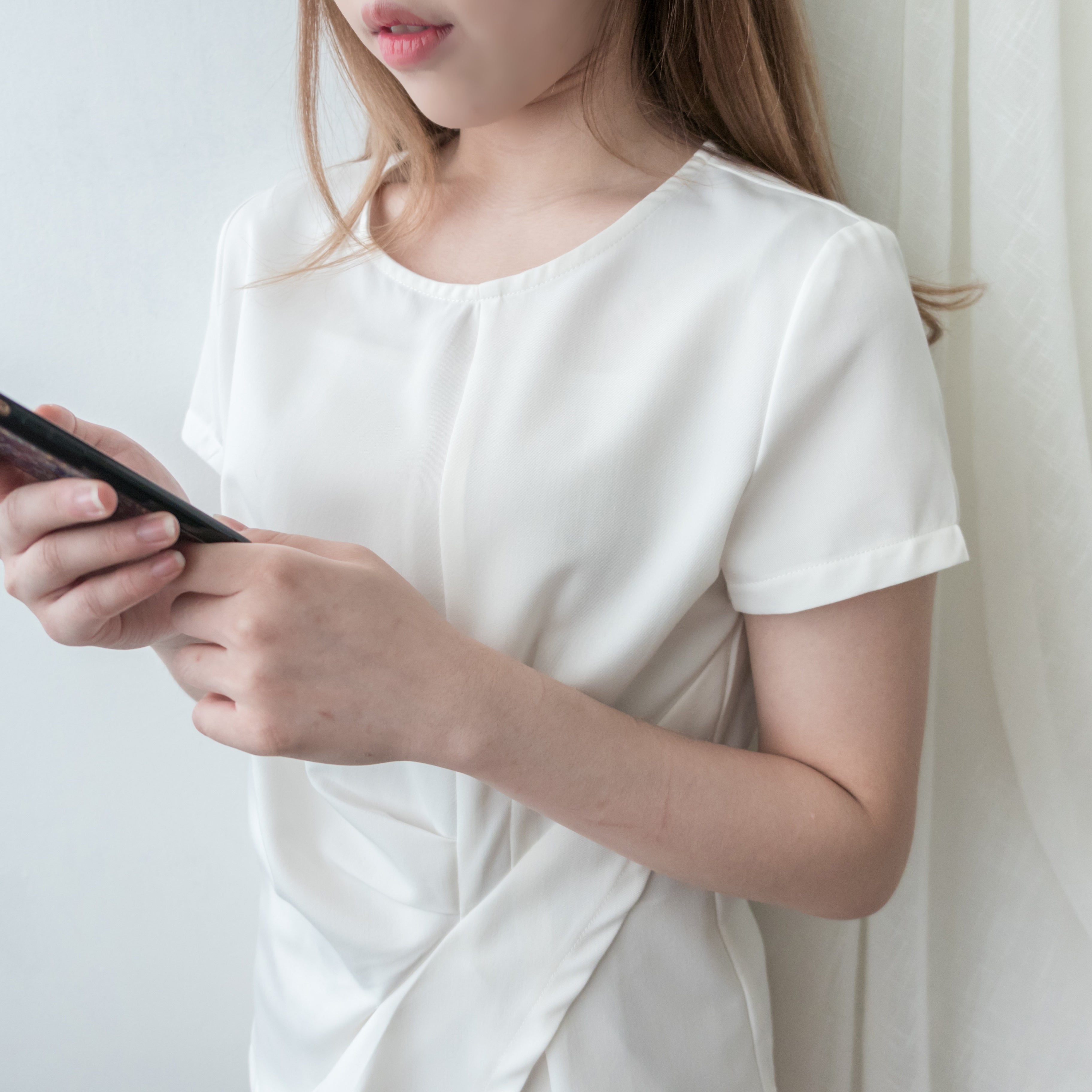 Asymmetrical 不對稱立體車縫視覺顯瘦剪裁, Blouse/ BU8677