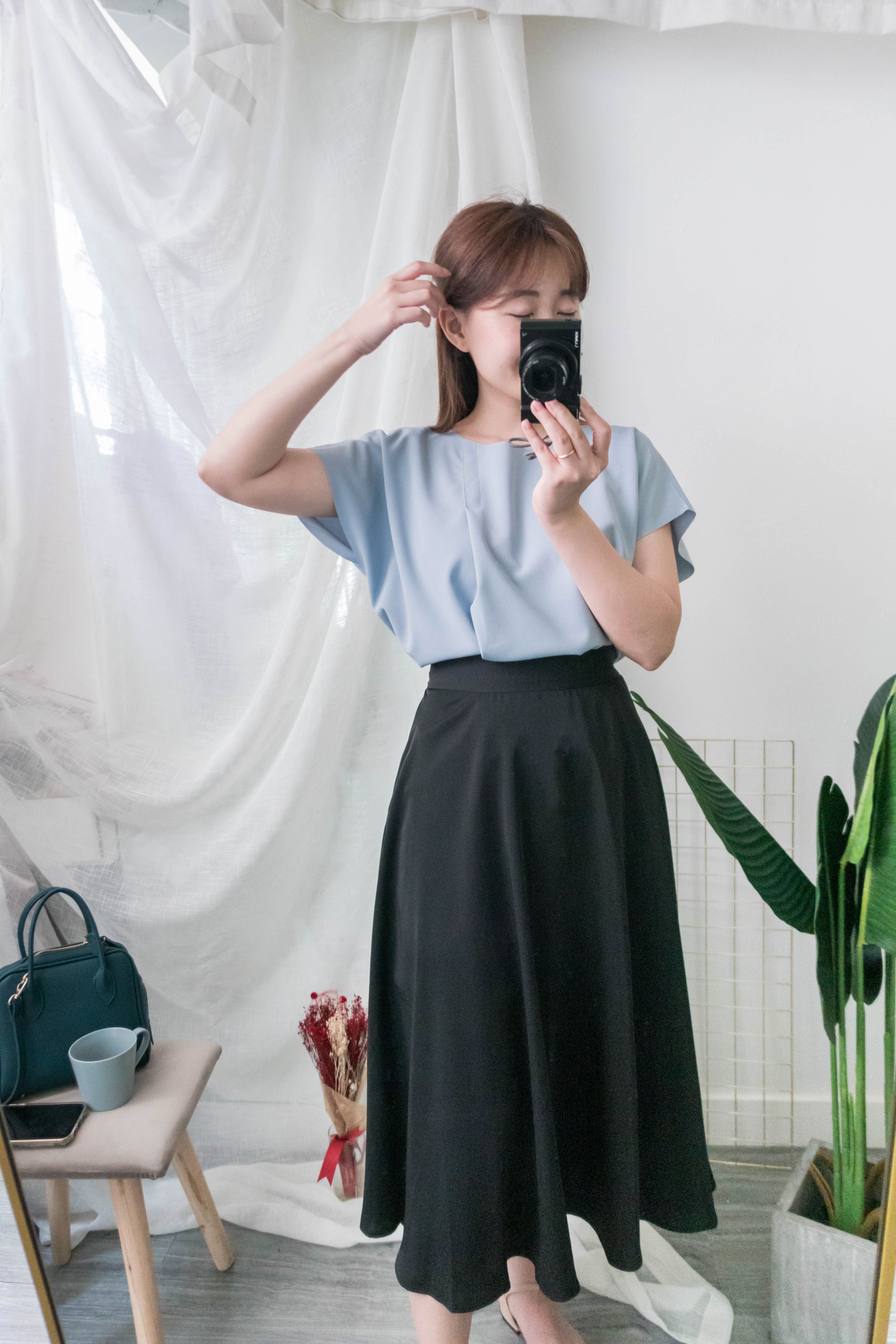 Shiny 微光澤純色輕盈感雪紡顯瘦散裙, Skirt/ SK8527