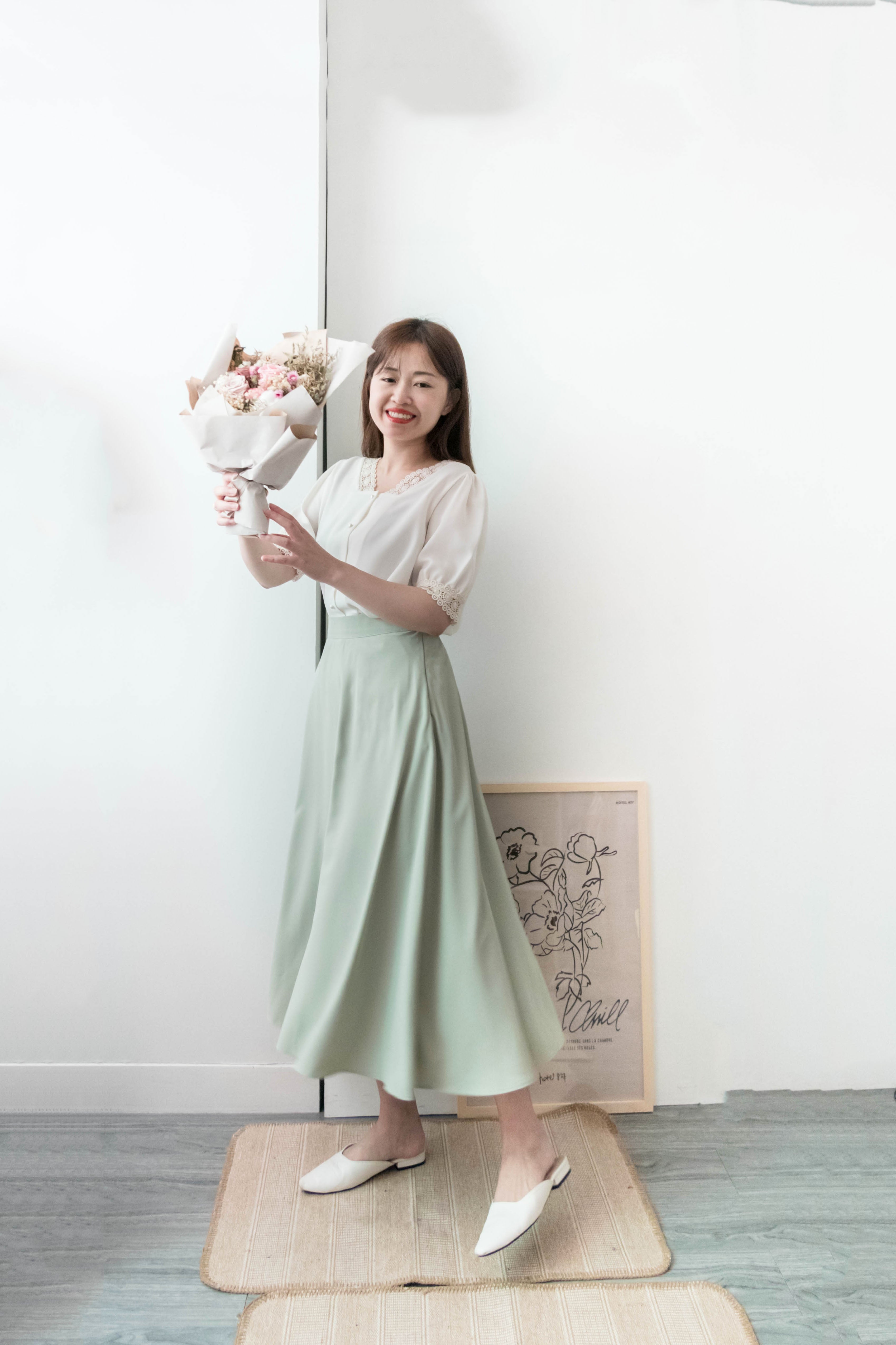 Victoria Lace 雪紡V形通花珍珠鈕釦, Blouse/ BU8695