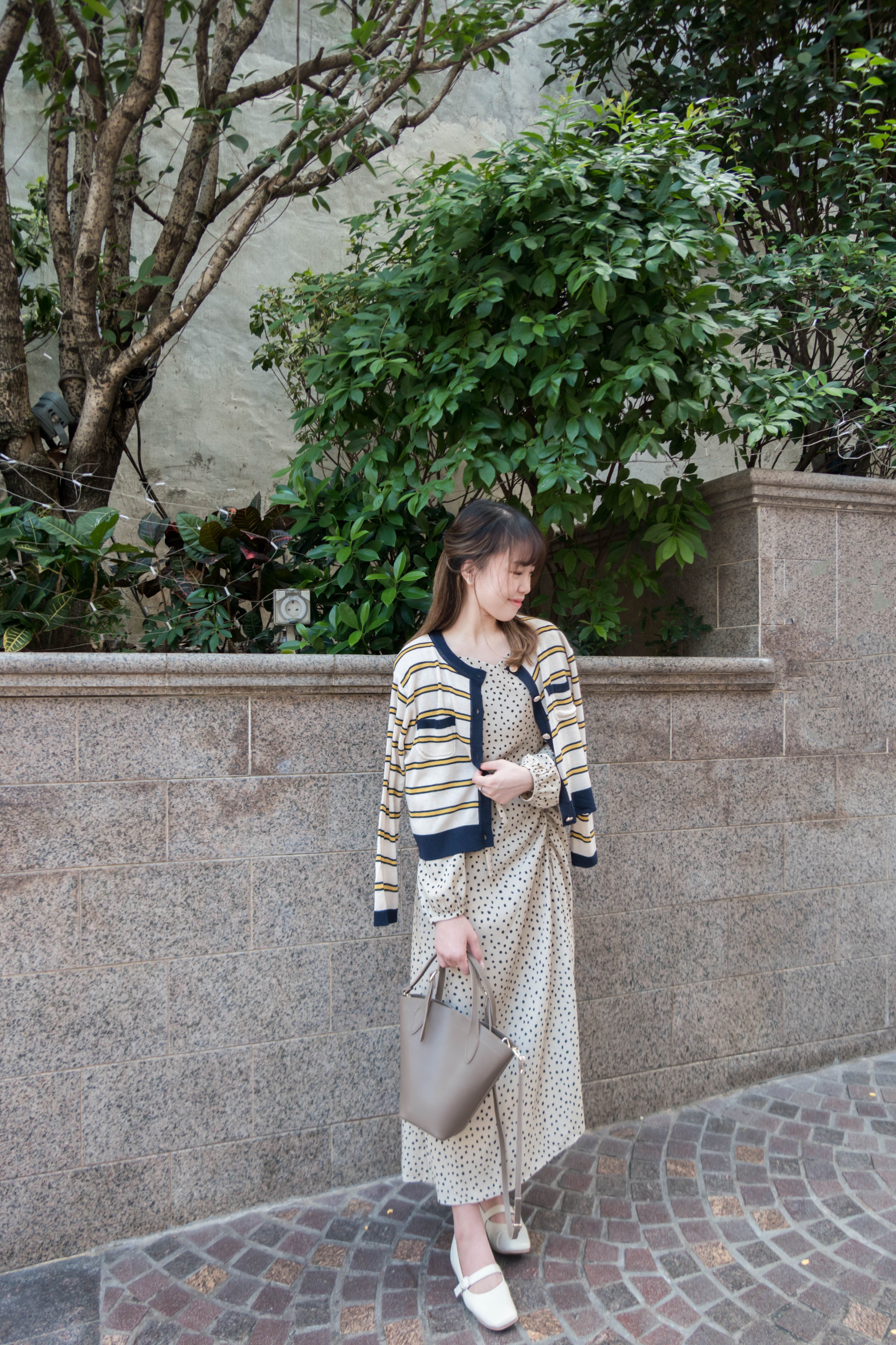Dot 不規則點點幾何領口束裙擺, Dress/ DS8933
