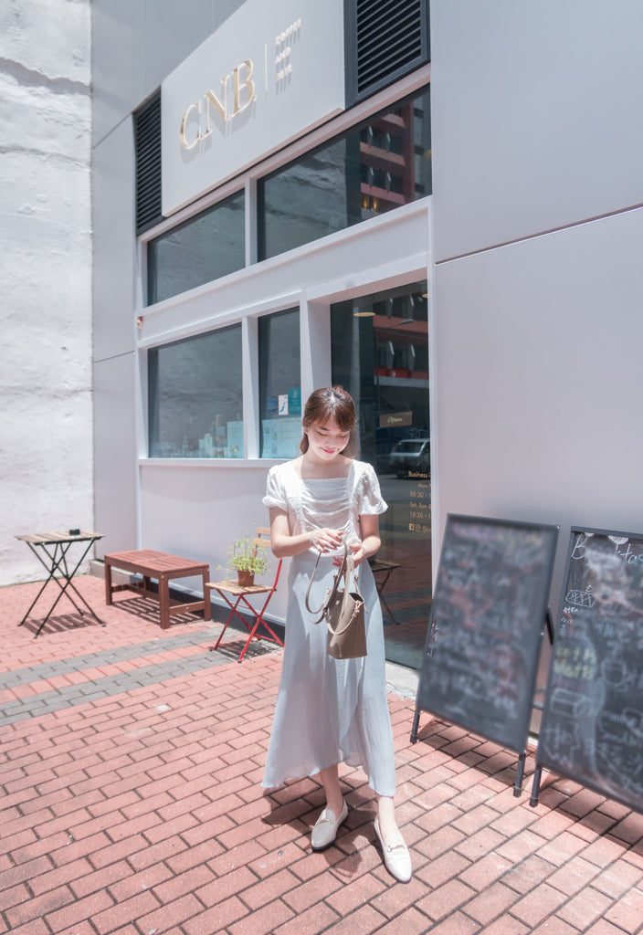 Dot Lace 方領花邊立體點點前皺褶, Top/ BU8837 (white sold out)