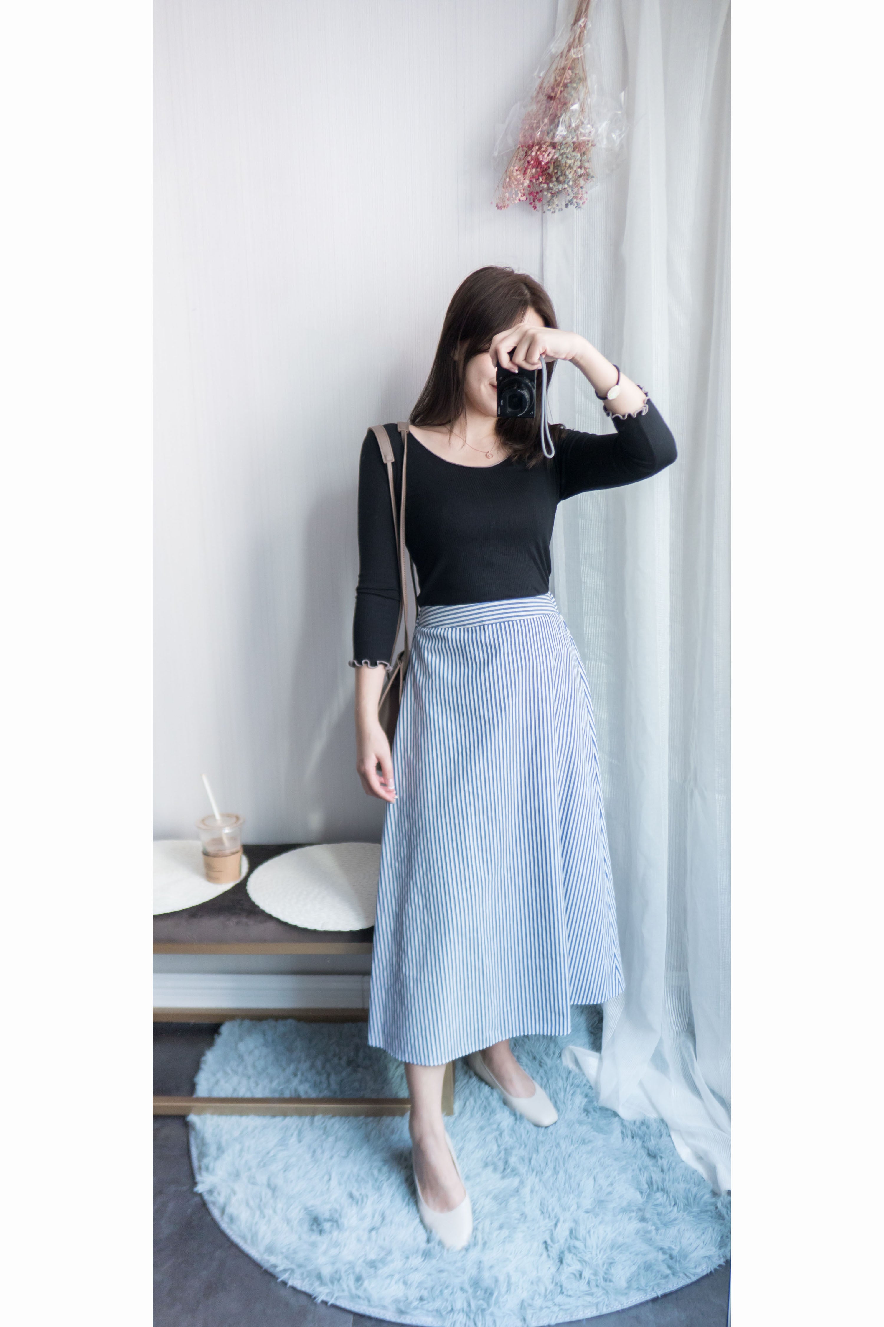 A-line Stripe 清新直條花紋A形長裙, Skirt/ SK8310